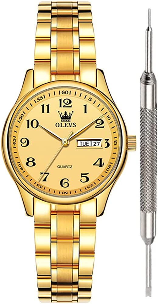 230816062754634_1 OLEVS Classic Watches for Women Analog Quartz Watch Stainless Steel Rugged Waterproof Watches Roman Numeral Unique Calendar Date Business Wrist Watch - Image 1